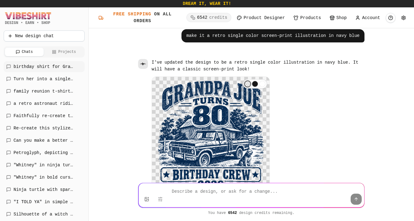 The Grandpa Joe design redrawn as a retro single color navy screen-print illustration
