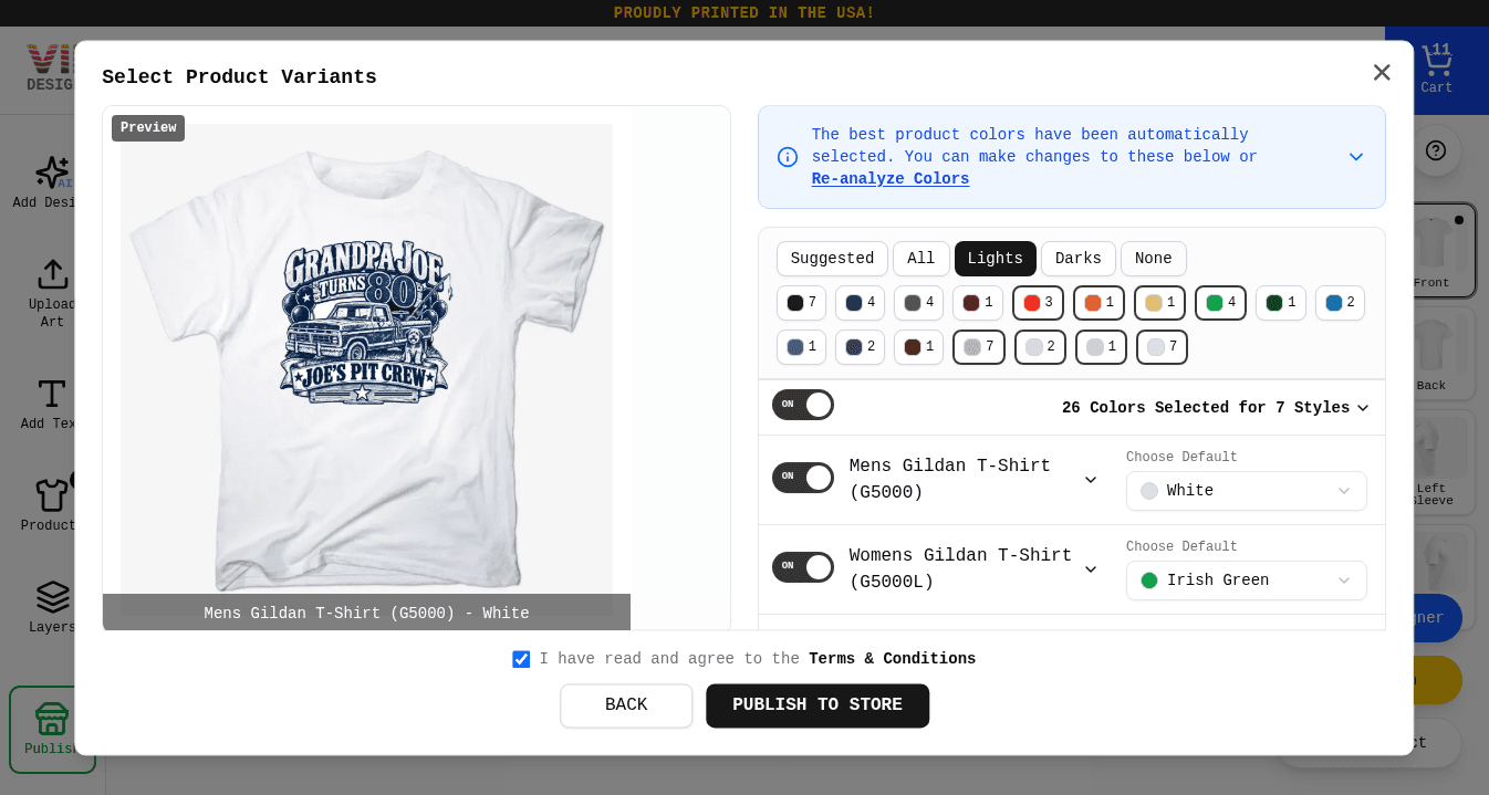 The Terms and Conditions checkbox checked and the Publish To Store button enabled