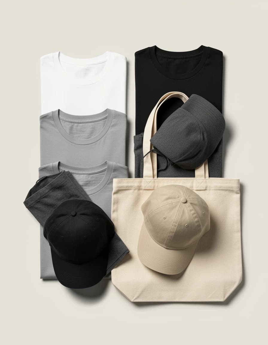 Custom apparel products with typography designs
